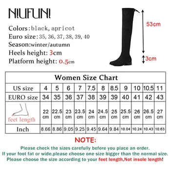 NIUFUNI Femei Sexy Slim Peste Genunchi Cizme 2019 Pantofi de Iarna Femei Rotund Deget de la picior Toc Plat Coapsei Cizme de Moda Botas Mujer