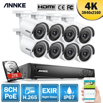 ANNKE 8CH 4K Ultra HD POE de Rețea Sistem de supraveghere Video de 8MP H. 265+ NVR Cu 8 8MP 30m EXIR Viziune de Noapte Camera IP de Exterior