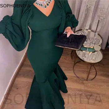 New Sosire Spandex-maneci Lungi rochie de seara 2021 Halat serată femme Sirena rochii de seara pentru femei partid Avondjurken
