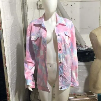2020 haina roz pentru femei maneca lunga slim montaj original stai stil de moda casual tie dye sacou vintage jacheta singur pieptul