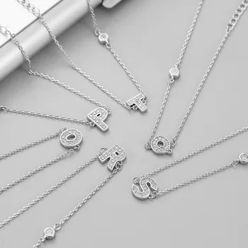 Moda coreeană Argint 925 Link-ul Lanț Cristal Șirag de mărgele Rotunde Litere a-Z Brățară Farmec &Brățară Pentru Femei Bijuterii SL216