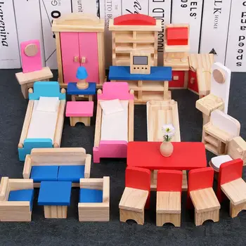 Băieți Și Fete Casă de Joacă Jucării pentru Copii Mini Casa de Mic Mobilier de Simulare Camera de zi Dormitor Bucatarie Baie Sufragerie