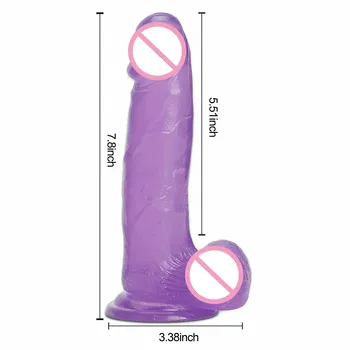 Realistic Dildo Jelly Dong Cristal Penis Pentru Incepatori Cu ventuza Puternica 7.8