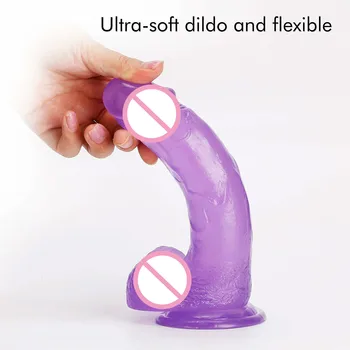 Realistic Dildo Jelly Dong Cristal Penis Pentru Incepatori Cu ventuza Puternica 7.8