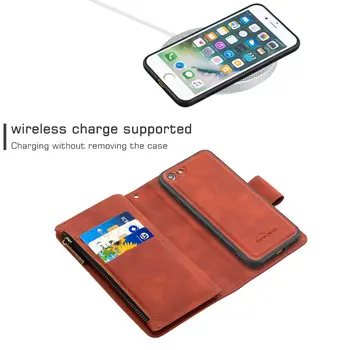 Magnetic Piele Flip Caz Slot pentru Card Detașabil pentru iPhone SE 2020 Caz de Lux iPhone 6 6s 7 8 Plus Capacul din Spate pentru iPhone SE 2