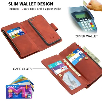 Magnetic Piele Flip Caz Slot pentru Card Detașabil pentru iPhone SE 2020 Caz de Lux iPhone 6 6s 7 8 Plus Capacul din Spate pentru iPhone SE 2