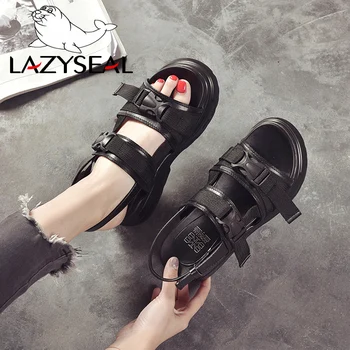 LazySeal Platforma Femei Sandale 2020 Moda De Vara Din Piele Catarama Femei Tocuri Pană Gros Cu Talpi Beach Sandal Indesata Femeie Pantofi