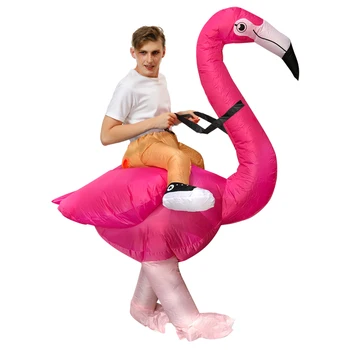 Animal de lux Pasăre Flamingo Inflatabe Costume de Halloween Cosplay Costum Petrecere, Joc de Rol Fantasias de Mers pe jos Mascota pentru Adulți