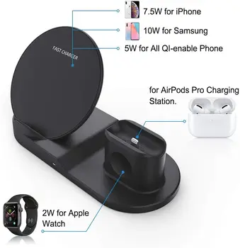 Apple Watch Încărcător Wireless 3 in 1 Încărcător Wireless Qi Stand pentru iPhone AirPods Pro Încărcare Stație de Andocare Pentru Apple Wireless Qui