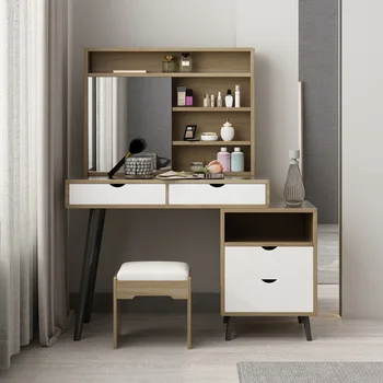 Dormitor dulap simplu și modern Nordic apartament mic multi-funcție cu sertar masă de machiaj cu oglinda
