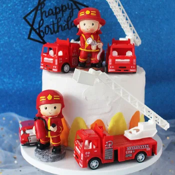 Mini Pompier Erou Figurine Tort Toppers În Picioare Pompier Jucării Cifre Copil Fericit Ziua De Nastere Consumabile Partid De Copt Drăguț Cadou