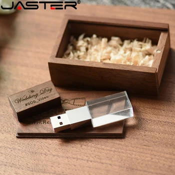 JASTER nou LOGO-ul gratuit de cristal cutie de lemn USB 2.0 64GB 32GB 16GB 8GB stick de 4GB flash drive usb pendrive usb cadou frumos