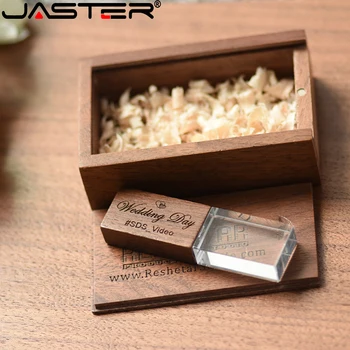 JASTER nou LOGO-ul gratuit de cristal cutie de lemn USB 2.0 64GB 32GB 16GB 8GB stick de 4GB flash drive usb pendrive usb cadou frumos