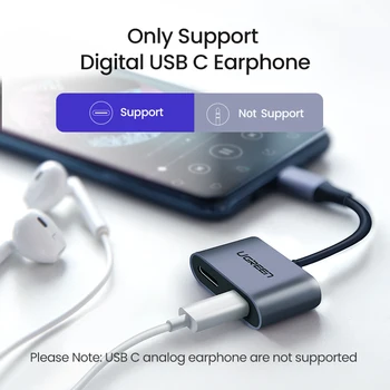 UGREEN 2 in 1 Tip C la Digital Dual USB C Căști Audio Splitter Adaptor Pentru Huawei P30 Pro iPad Pro 2018 Google Pixel 2XL Mi8