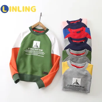 LINLING 2020 Mozaic de Culoare Bumbac Copii cu Maneca Lunga T-Shirt pentru Baieti Fete Tricou Casual de Primavara Toamna pentru Copii Tricouri P453