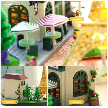 Cutebee DIY Casa in Miniatura, cu Mobilier Muzica a CONDUS Capac de Praf Model Blocuri Jucarii pentru Copii Casa De Boneca B018