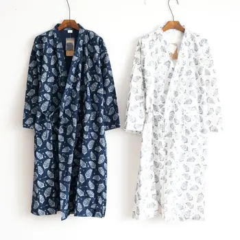 Nouă Bărbați Japonezi Primavara-Vara Yukata Homewear Rochii de Bumbac Țesute Halat de baie Frunze Halat Kimono Japonez Tradițional Cardigan