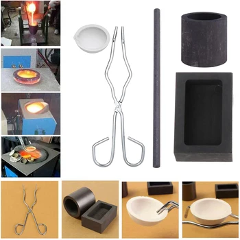 5pcs /Set Lanterna de Topire fel de Mâncare Kit Set de Aur și Argint, Metale Neferoase, Creuzet Tong Tijă de Grafit Lingou de Mucegai