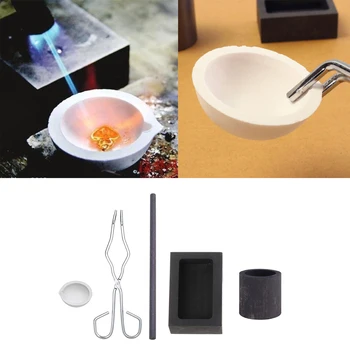 5pcs /Set Lanterna de Topire fel de Mâncare Kit Set de Aur și Argint, Metale Neferoase, Creuzet Tong Tijă de Grafit Lingou de Mucegai