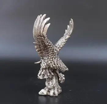 Chineză Alb cupru Sculptură Animal Zbura Vulturul Statuie