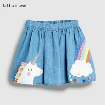 Puțin Maven Vara Fetita Haine din Denim, din Bumbac de Culoare Mini Unicorn Denim de Culoare Lolita Școală Drăguț Fuste pentru Copii 2-7 Ani