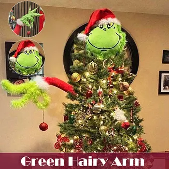 Cu blană Verde Grinch Brațul Titular Ornament pentru Pomul de Crăciun pentru Crăciun Acasă Partid transport Gratuit