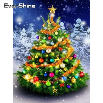 EverShine 5D Diamant Pictura Cu Pietre Pătrat Pom de Crăciun Cusatura Cruce Mozaic de Diamante Broderie Vacanta de Iarna Cadou
