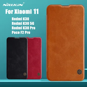 Pu Caz din Piele pentru Xiaomi Mi 11 Poco F2 Pro Acoperi Redmi K30 Pro 5G Nillkin QIN Protectie flip Cover portofel Caz