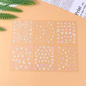 50 de Coli 3D Nail Art Stickere Auto-adezive Flori Decalcomanii de Unghii DIY Manichiura Decor (15 Roz și Albe, 15 Negre, la 20 de Colorat)