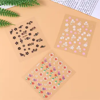 50 de Coli 3D Nail Art Stickere Auto-adezive Flori Decalcomanii de Unghii DIY Manichiura Decor (15 Roz și Albe, 15 Negre, la 20 de Colorat)