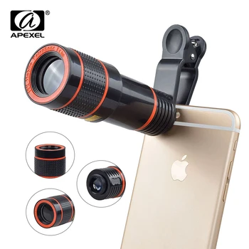 APEXEL 8x, 12x Telefon Mobil Obiectiv Clip Zoom Optic Obiectiv Telescop HD Smartphone aparat de Fotografiat Lentilă Pentru iPhone X XS MAX XR Pentru Samsung S9
