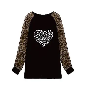 Noua Moda Cat Labă De Câine, Animal Print T-Shirt Pentru Femei Leopard Print Cu Maneci Lungi T-Shirt T-Shirt Femei Tricou Topuri De Vara