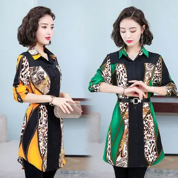 2020 Noua Moda Munca de Birou Poarte Femeile de Primăvară Leopard de Imprimare Șifon Bluze Camasi Casual cu Eșarfe Topuri cu Maneci Lungi H231