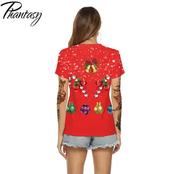 Phantasy 2020 Noua Moda Tricouri Crăciun, Reni, Cerbi 3D Print cu Maneci Scurte T-shirt Femei