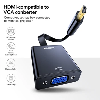 VSH compatibil HDMI LA VGA Adaptor Cablu Audio compatibil HDMI Splitter VGA Convertor Digital HD 1080P Adapter pentru Proiector