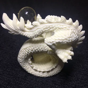 Dragon statuie Albă mână-sculptate disc dragon joc șirag de mărgele de sculptură acasă decorare accesorii living loft meserii decor