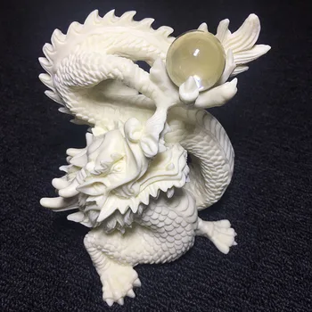 Dragon statuie Albă mână-sculptate disc dragon joc șirag de mărgele de sculptură acasă decorare accesorii living loft meserii decor