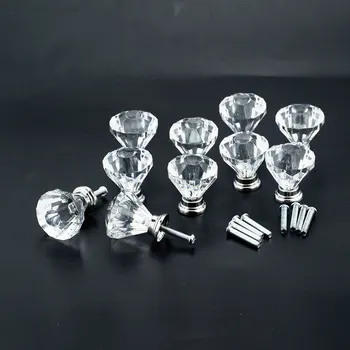 12Pcs Clar Acrilic 30mm Forma de Diamant Butonul Sertar Dulap Trageți Mânerul Butoane de Brand Nou Butoanele și Kandles, pentru Mobilier, Sertare