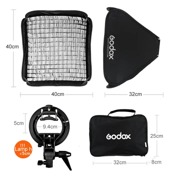 Godox Pro Ajustabila 40cm x 40cm Flash Cutie Moale Grila Fagure Kit cu Suport Tip Bowen Monta Suportul pentru Flash Speedlite