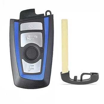 Keyecu 4 Butonul Smart Key Remote Shell Caz de Înlocuire pentru BMW CAS4 1 3 5 7 Seria 2009-2016 YGOHUF5662 Netăiat HU100R Albastru