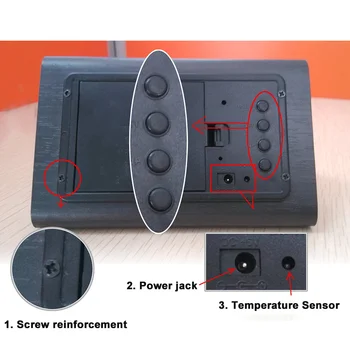 Digital Ceas cu Alarmă Desktop Negru din Lemn Ceasurile cu LED-uri Strălucire în Întuneric Sunet de Control Afișaj Electronic Termometru Home Decor Cadou