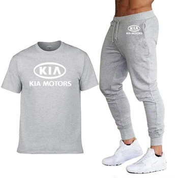 Moda Vara Barbati Tricouri Auto KIA Logo-ul de Imprimare HipHop Casual din Bumbac cu Maneci Scurte de înaltă calitate T-shirt, pantaloni costum Bărbați Îmbrăcăminte