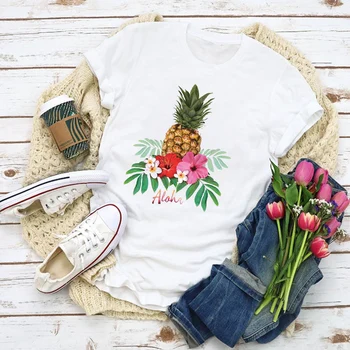 Femeile Grafică Acuarelă Ananas Imprimare 90 de Fructe de Vara T-Shirt Cămașă Topuri Doamna Haine Femei Haine Tee Femei T Shirt