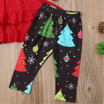 Emmababy Copil pentru Sugari Copii Fata de Pom de Crăciun Costume de Haine Set Vânzare Fierbinte Zburli Topuri Pantaloni 3Pcs Haine pentru Fata Dropship