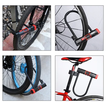 WEST BIKE Biciclete de Blocare Oțel U-Lock cu Bicicleta Motocicleta Biciclete Electrice Anti-furt de Cablu Încuietori de Siguranță Parola de Blocare Biciclete