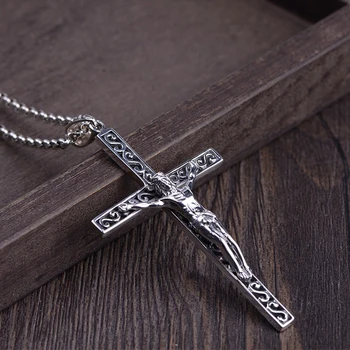 BALMORA Argint 925 Isus Gol Pandantiv Cruce pentru Bărbați Moda Punk Stil Creștin Accesorii Bijuterii Fără un Lanț