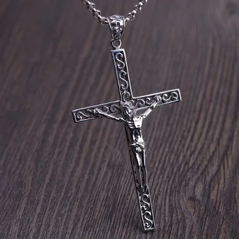 BALMORA Argint 925 Isus Gol Pandantiv Cruce pentru Bărbați Moda Punk Stil Creștin Accesorii Bijuterii Fără un Lanț