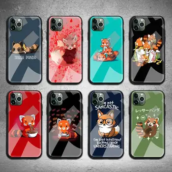 Animale Desene animate drăguț Panda Roșu Caz Telefon din Sticla Temperata Pentru iPhone 11 XR Pro XS MAX 8 X 7 6S 6 Plus SE 2020 caz