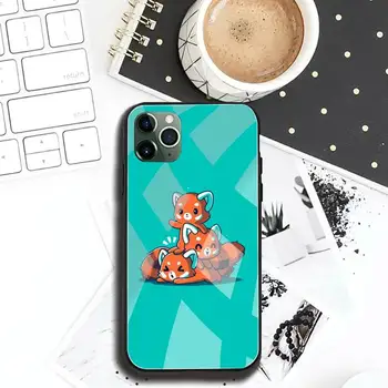 Animale Desene animate drăguț Panda Roșu Caz Telefon din Sticla Temperata Pentru iPhone 11 XR Pro XS MAX 8 X 7 6S 6 Plus SE 2020 caz