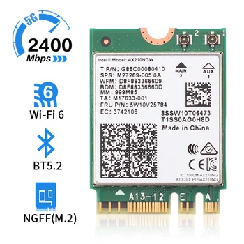 3000Mbps WiFi 6E Desktop PCI-e Kit Intel AX210 Bluetooth 5.2 placa Wifi 802.11 ax 2.4 G/5G/6Ghz AX210NGW Wi-Fi 6 Adaptor de Antena